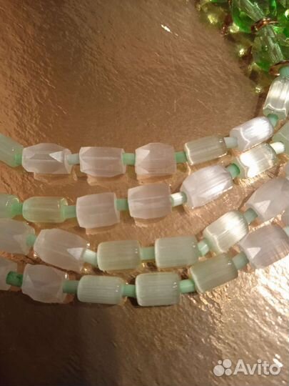 Бусы двухрядные сатиновое стекло