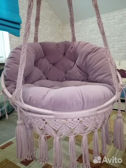 Подвесное кресло-гамак. качели макраме