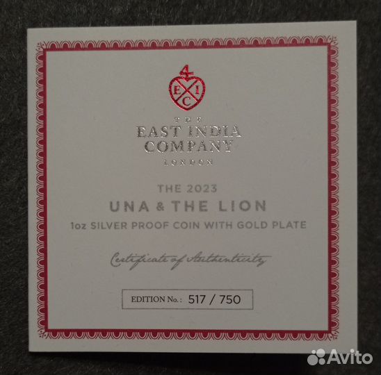 Монета О. Святой Елены Уна и лев 2023 Серебро