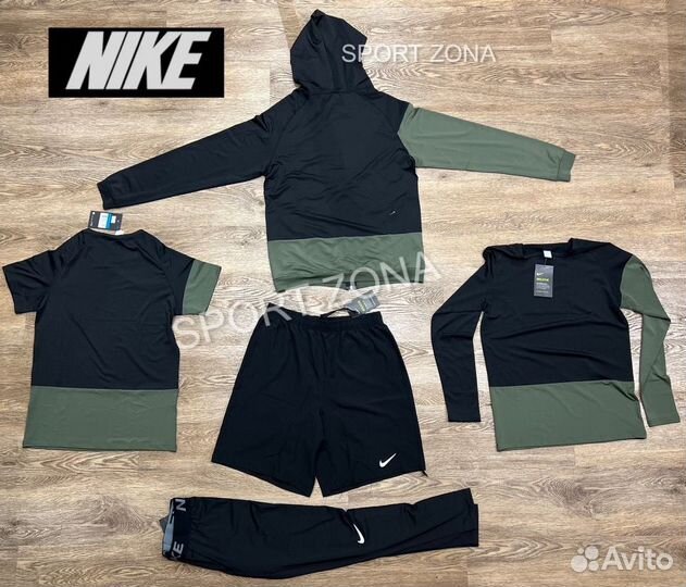 Рашгард мужской комплект 5в1 nike цвет хаки