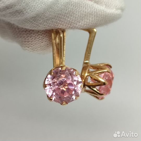 Серьги из золота 583 пробы с корундами