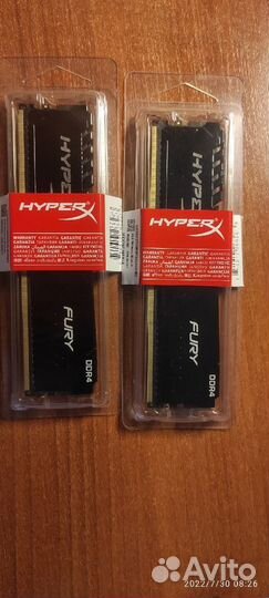 HyperX fury Black DDR4 2666 мгц 2x4 гб