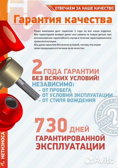 Нет Износа Стойка стабилизатора полиуретановая 197