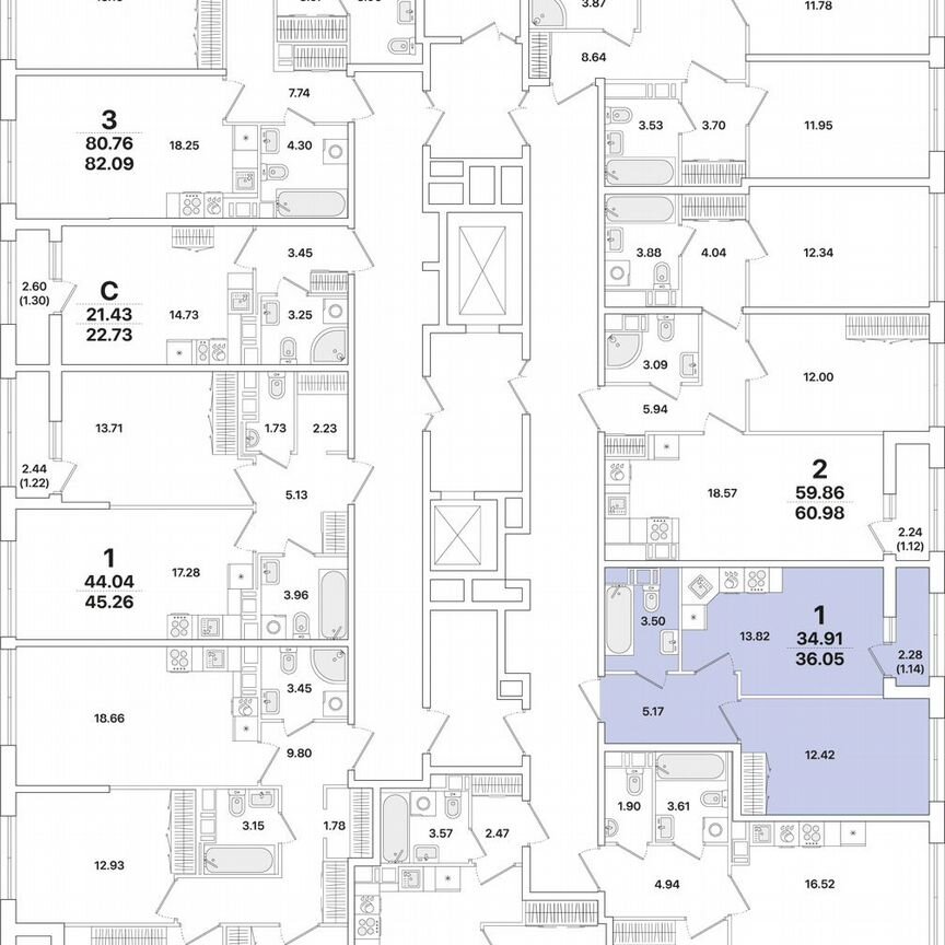 1-к. квартира, 36,1 м², 10/12 эт.