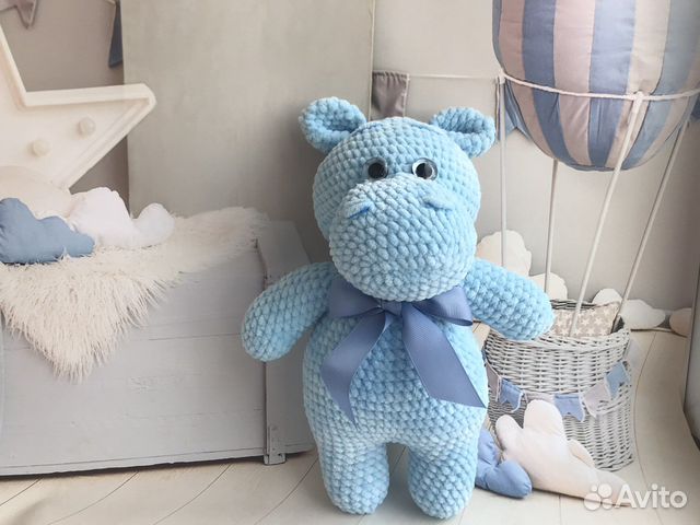 Игрушка бегемот амигуруми