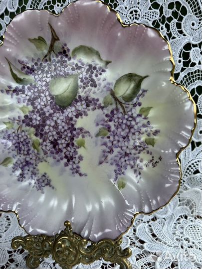 Антикварная тарелка Сирень ручная роспись