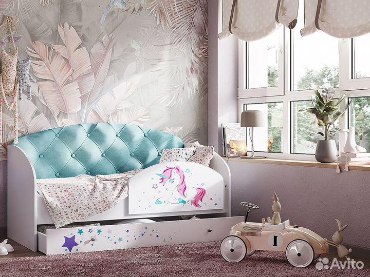 Кровать детская с каретной стяжкой Звездочка