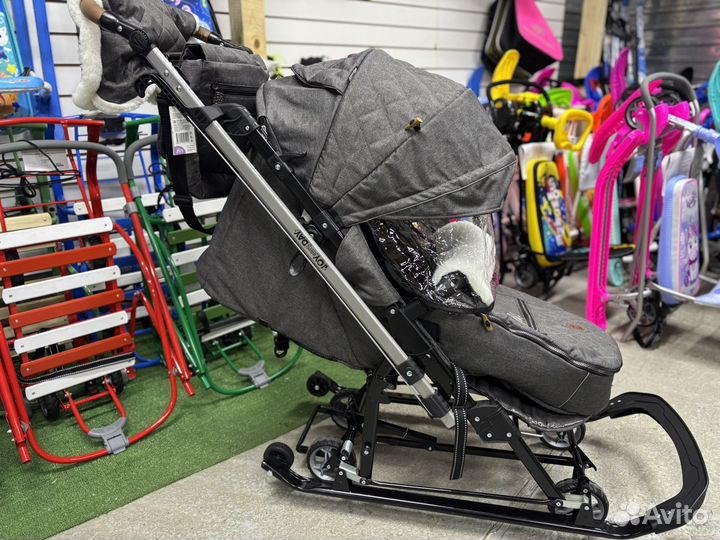Санки коляска ника joy every day серая