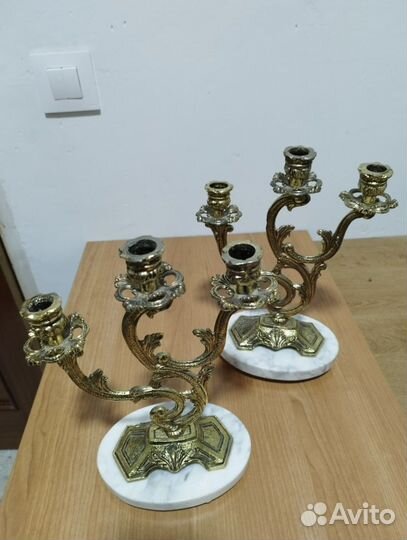 Старинный бронзовый подсвечник