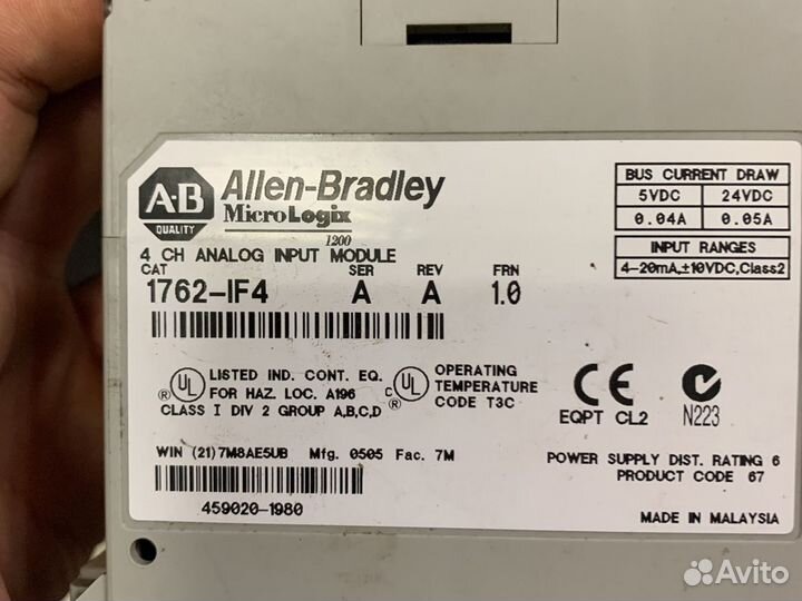 Модуль ввода-вывода allen bradley 1762-IF4 Ser A