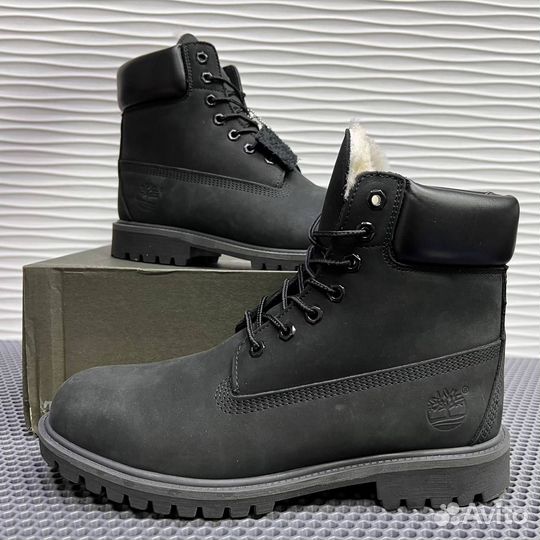 Ботинки timberland черные зимние на меху