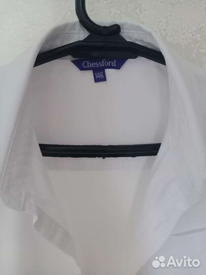 Рубашка белая 146 с коротким рукавом