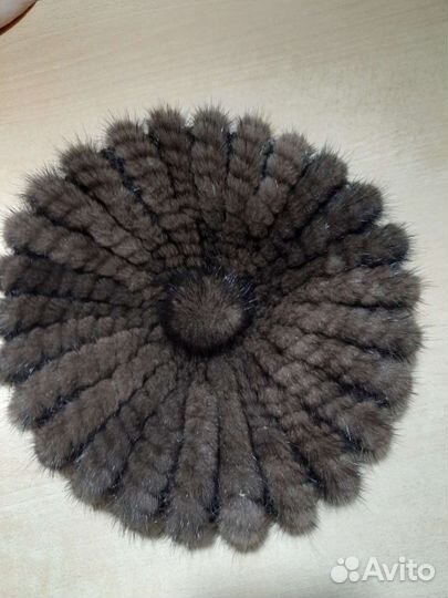 Берет вязаный норковый