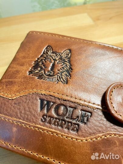 Мужской кошелек Волк ручная работа