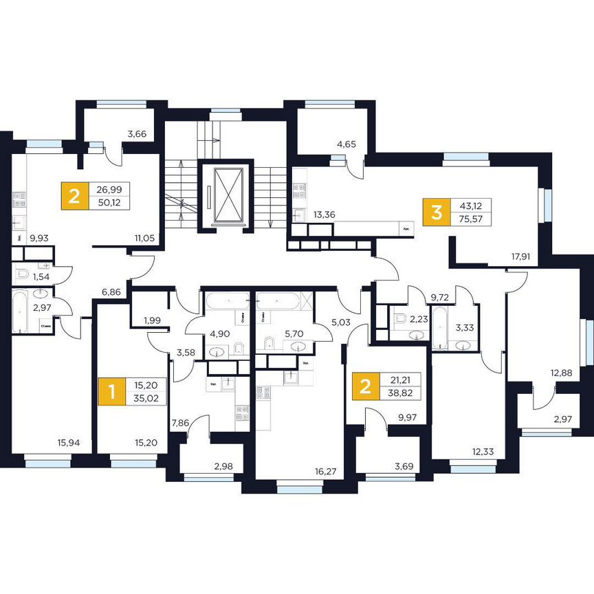 3-к. квартира, 75,6 м², 3/8 эт.