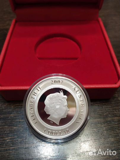 Серебряная монета Елизавета II Австралия 1 доллар