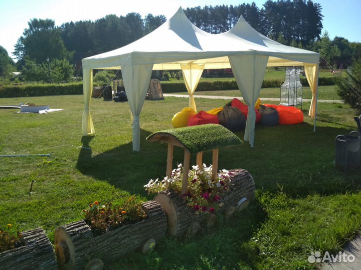 Аренда шатров, столов, стульев, гирлянды ретро