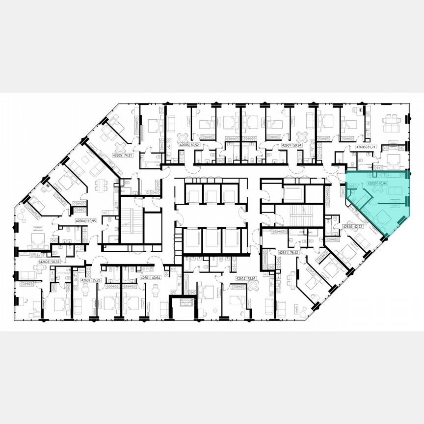 1-к. квартира, 41,4 м², 26/46 эт.