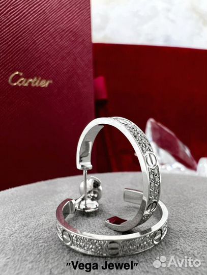 Серьги Cartier Love 750 с россыпью