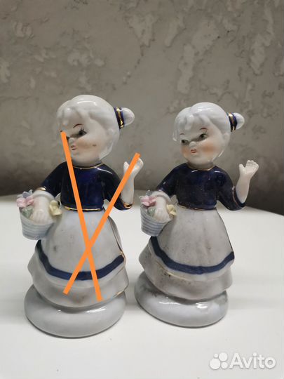 Фарфоровые статуэтки. Парные. Девочки