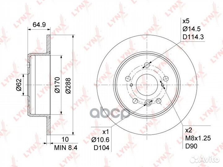 Диск тормозной зад BN1145 lynxauto