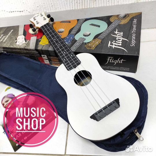 Укулеле flight сопрано новая белая с чехлом