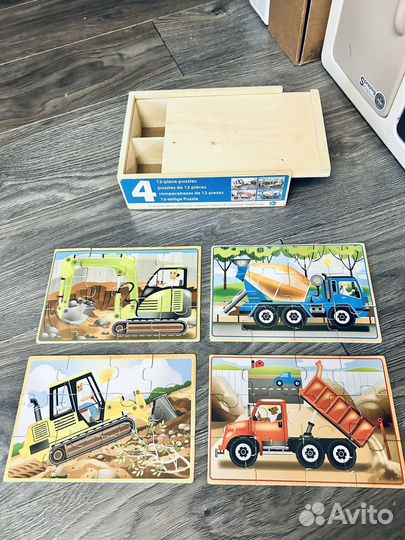 Пазлы melissa&doug транспорт динозавры 4 в 1
