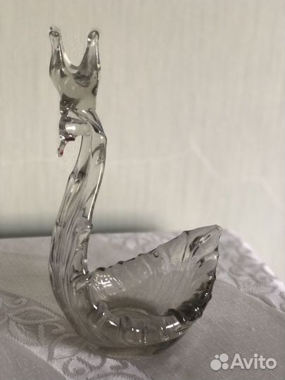 Конфетница салатница Лебедь стекло СССР