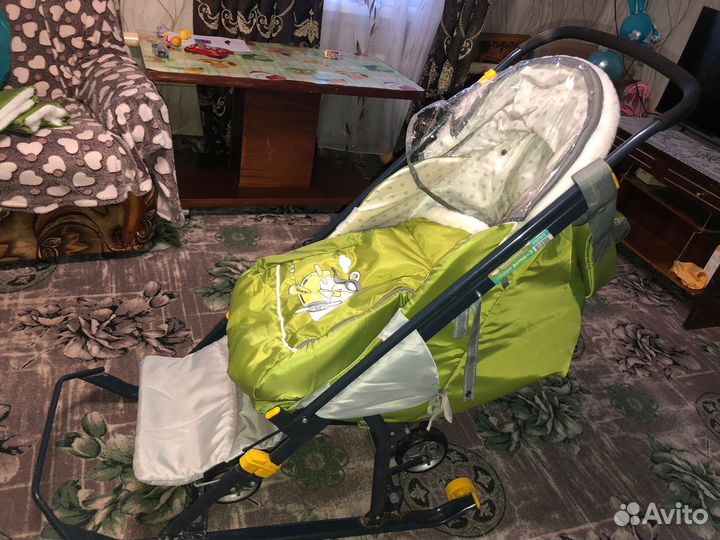Детские санки коляска с колесами бу