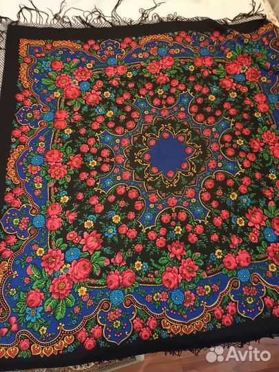 Павловопосадский платок шаль СССР Торжок шерсть