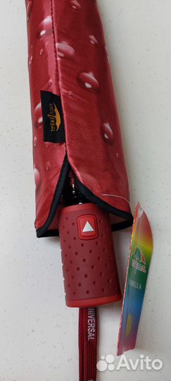 Новый зонт полуавтомат бордово-красный с каплями