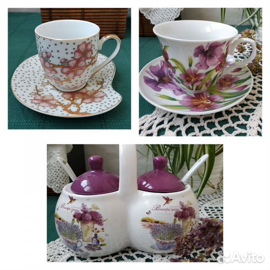 Чайная пара Япония, банка для специй лаванда