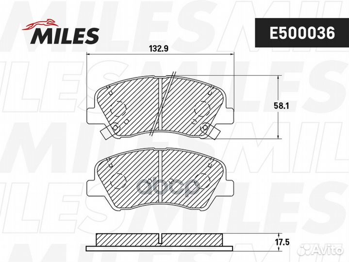 Колодки тормозные дисковые перед E500036 Miles