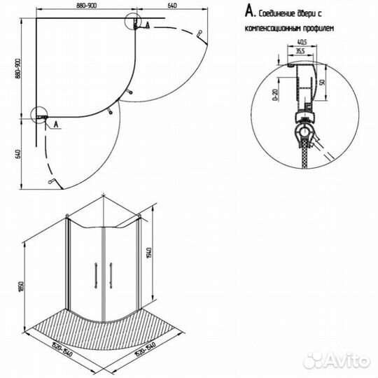 Душевой уголок Migliore Diadema 90x90 см прозрачное стекло с декором