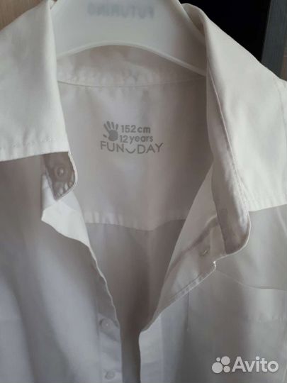 Рубашка школьная белая для мальчика 12-13 лет