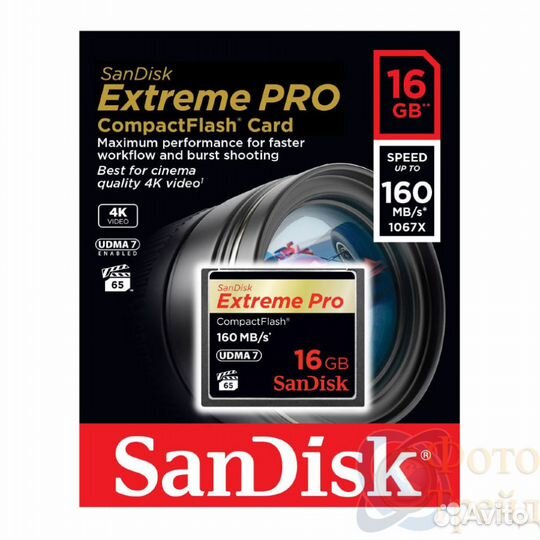 Карта Sandisk CF 16G extremеpro 1067x 160 mb/s 4K