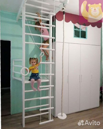 Шведская стенка с балконом и аксессуарами