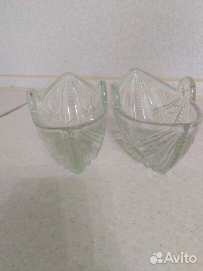 Хрустальная вазы-лодочки