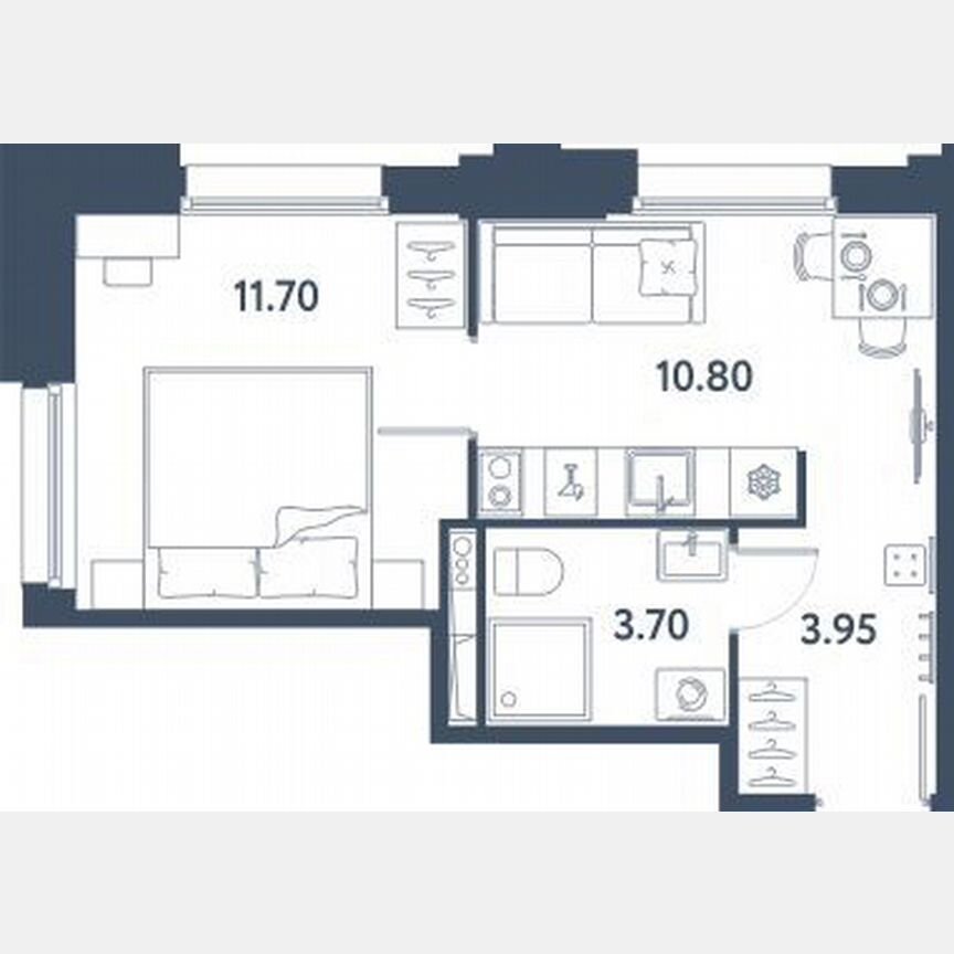 1-к. апартаменты, 30,2 м², 13/16 эт.