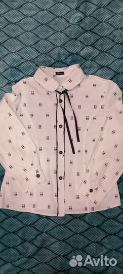 Белая блузка для девочки р. 128-134