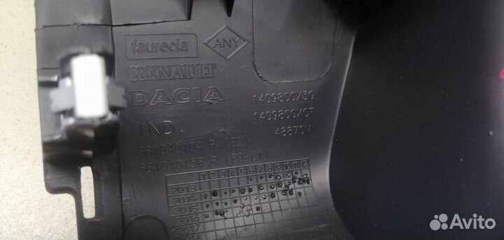 Накладка (кузов внутри) Duster 2012