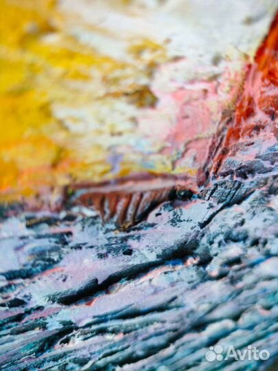 Картина акрилом, текстурная паста. Картина с морем