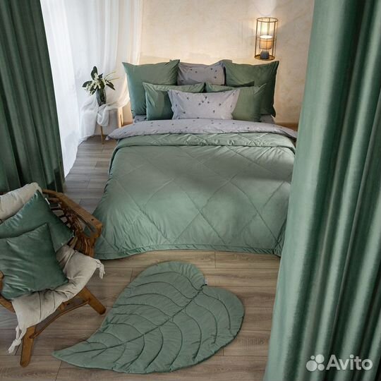Покрывало бархат Беллиссимо шалфей