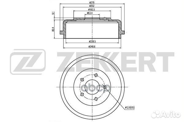 Барабан торм. зад. Ford Tourneo Connect 02- Tr