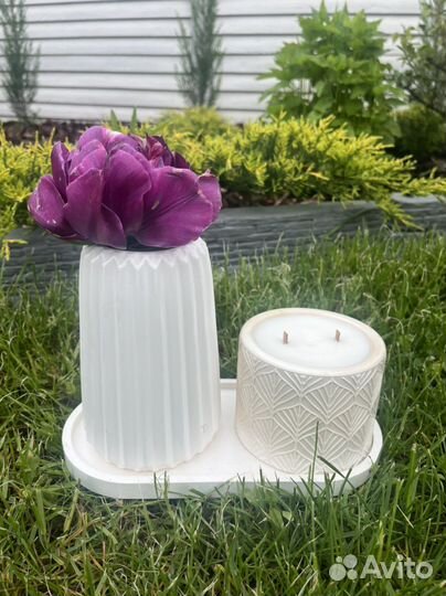 Интерьерная аромасвеча с вазой