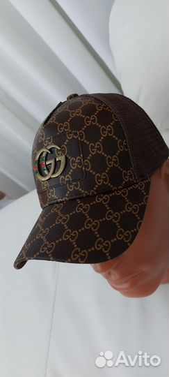 Бейсболка Gucci кожа + сетка люкс