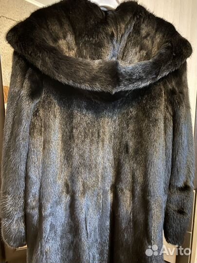 Шуба Норковая черная с капюшоном 50/52/54