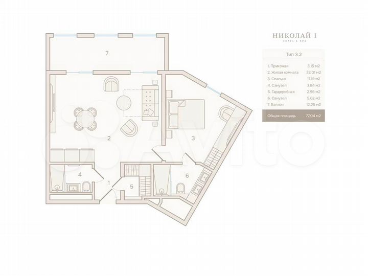1-к. апартаменты, 33,2 м², 2/9 эт.