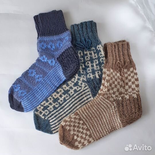 Носки вязаные жаккардом новые ручной работы