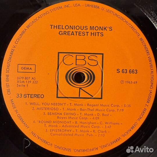 Thelonious Monk – Monk's Greatest Hits (1969г.)